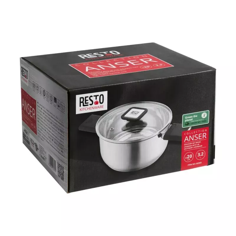 Resto Kitchenware Anser 3,2 L Runder Schwarzer Edelstahl