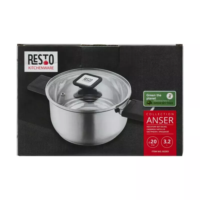 Resto Kitchenware Anser 3,2 L Runder Schwarzer Edelstahl