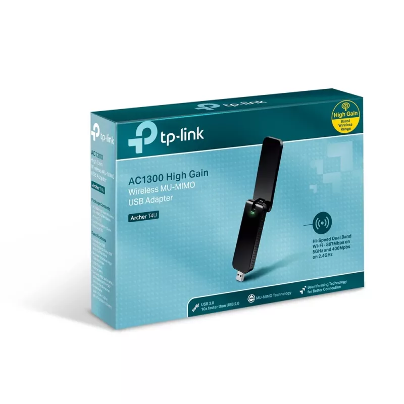 TP-Link AC1300 Wireless Dual Band USB WiFi Adapter, Wireless, USB, WLAN, Wi-Fi 5 (802.11ac), 867 Mbit/s, Schwarz
