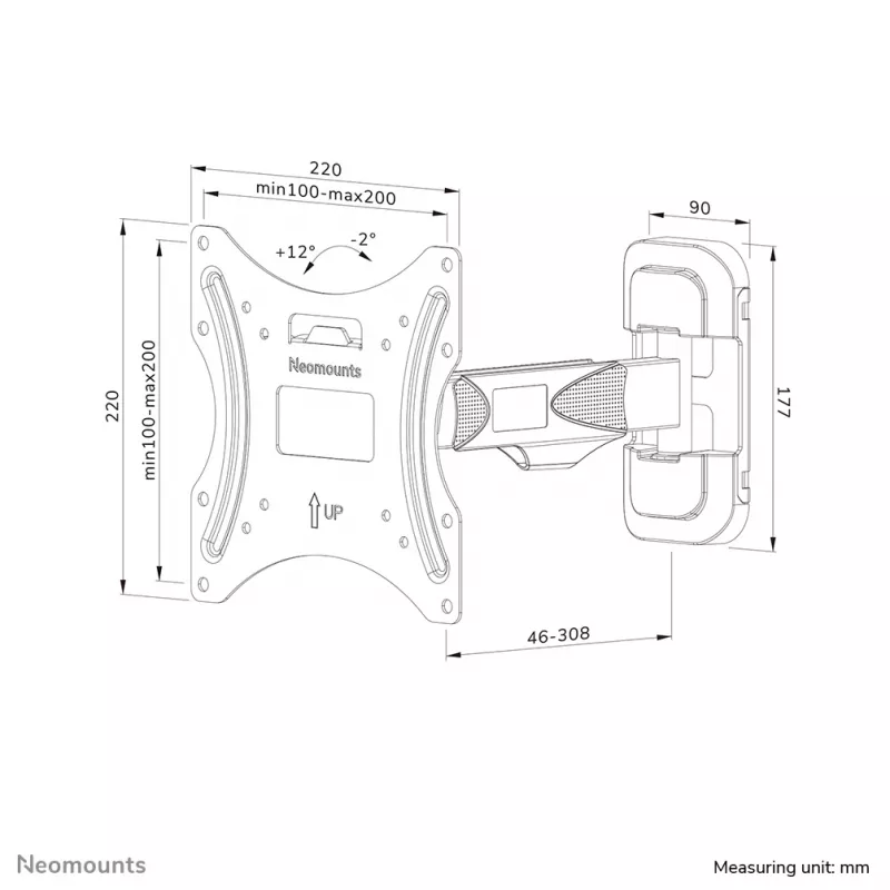 Neomounts WL40-540BL12 TV-Wandhalterung 32-55 Zoll - Full-Motion - einfache Montage