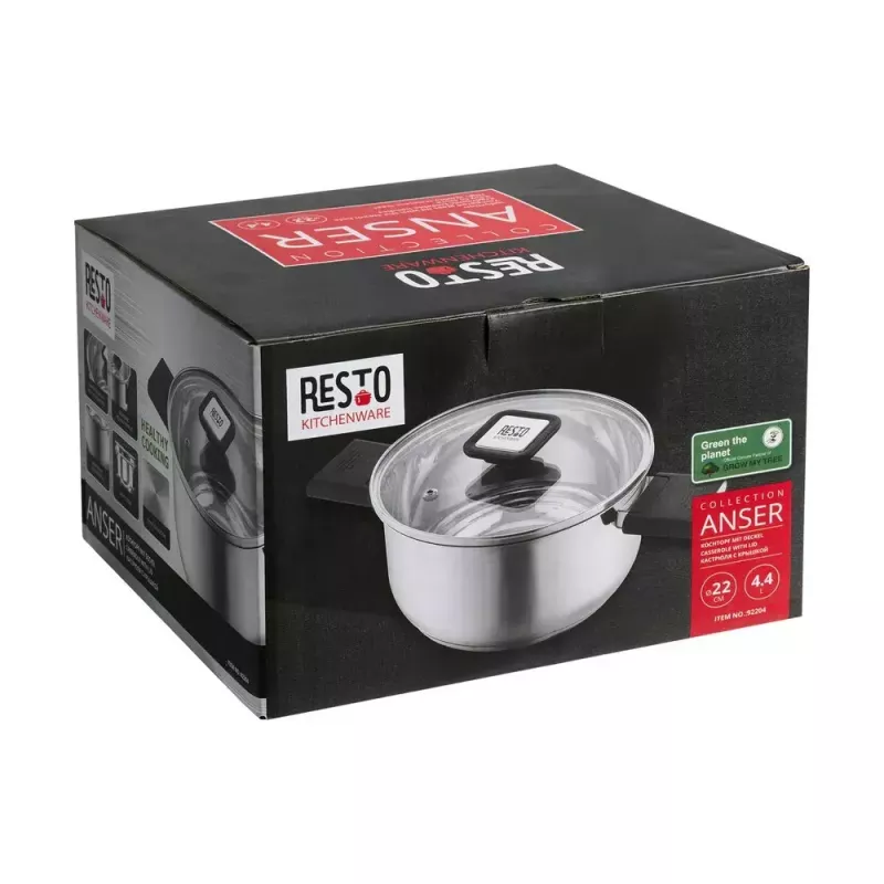Resto Kitchenware Anser 4,4 L Rund Schwarz Edelstahl