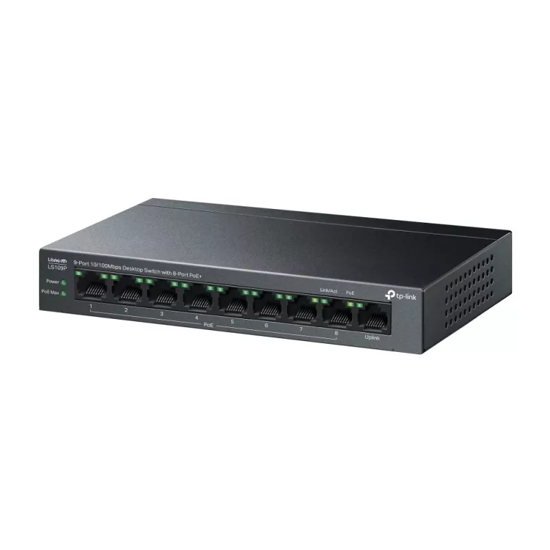 TP-Link LiteWave LS109P Netzwerk-Switch Unmanaged Fast Ethernet (10/100) Power over Ethernet (PoE) Schwarz
