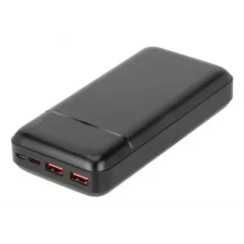 Tragbare Powerbank Rivacase VA2102 Lithium-Polymer 20000 mAh, Quick Charge 3.0, 2×USB-A + 1×USB-C, 22,5 W, Schwarz