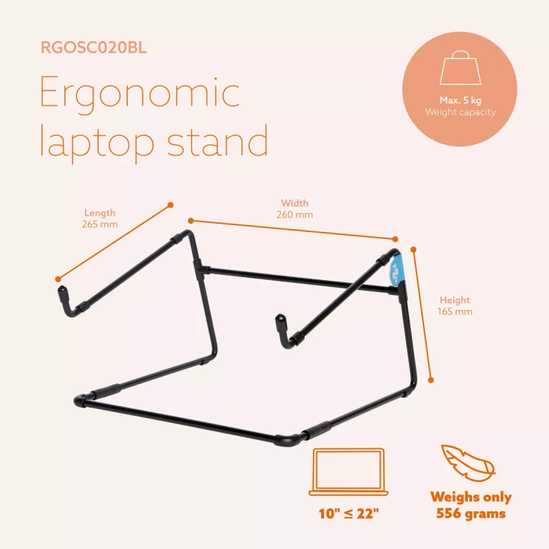 R-Go Tools Laptopständer R-Go Steel Office, geeignet für 10-22 Zoll, schwarz