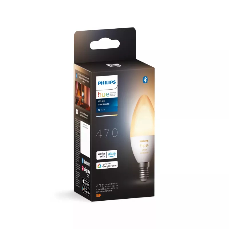 Intelligente Glühlampe Philips Hue White ambience Candle E14, 5,2 W, Bluetooth/Zigbee, E14-Sockel