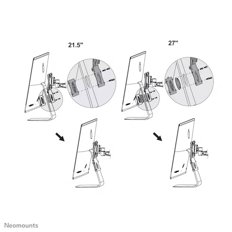 Neomounts FPMA-VESAMAC2127 iMac VESA-Adapterplatte, 21,5-27 Zoll, VESA 75x75 / 100x100 mm, max. 15 kg, Stahl, 730 g, Silber