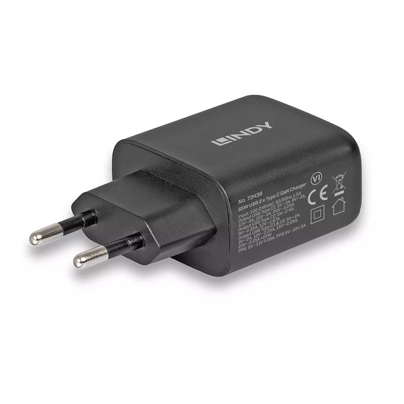 Lindy 65W USB 2 x Typ-C GaN-Ladegerät 73438