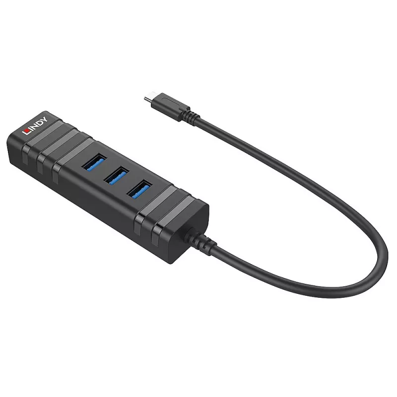 USB Hub Lindy USB 3.2 Typ-C Hub und Gigabit Ethernet Konverter