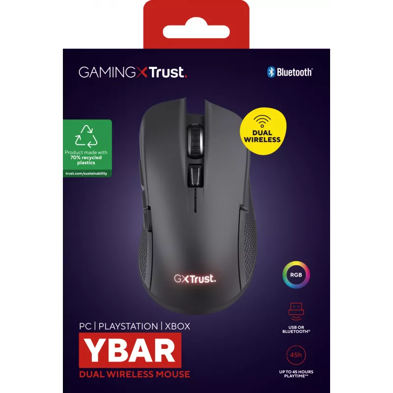 Trust GXT 931 Ybar Maus Gaming Rechtshänder Bluetooth Laser 7200 DPI