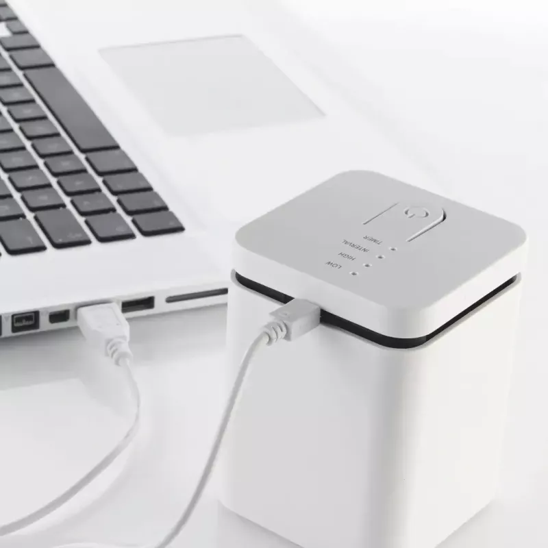 Verdunstungs-Aromadiffusor Stylies ELARAGrau für bis zu 25 m² — Netz / Batterie / USB, 2-Stunden-Timer, 1,3 W, 74×74×100 mm, grau