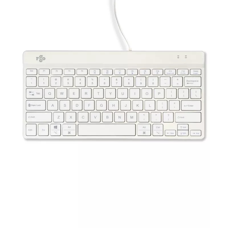R-Go Tools Ergonomische Tastatur R-Go Compact Break, kompakte Tastatur mit Pausensoftware, QWERTY (US), kabelgebunden, weiß