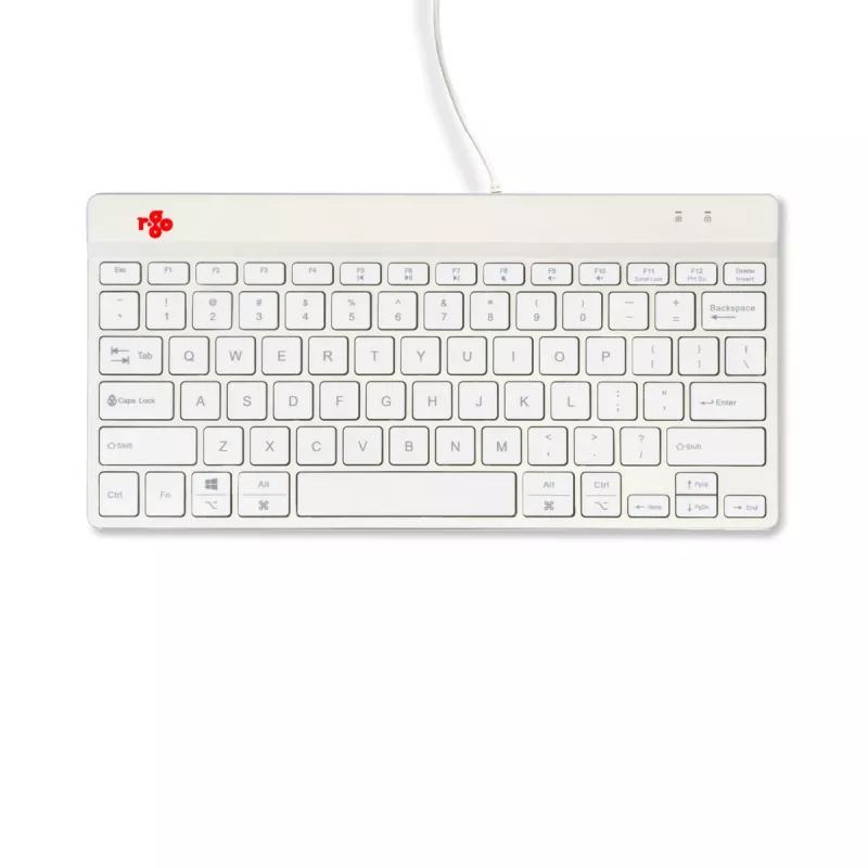 R-Go Tools Ergonomische Tastatur R-Go Compact Break, kompakte Tastatur mit Pausensoftware, QWERTY (US), kabelgebunden, weiß