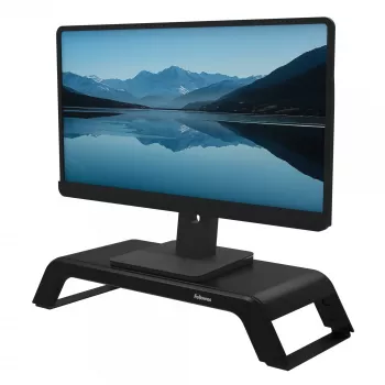 Fellowes Computer Monitor Stand mit 3 Höhenverstellungen - Hana LT Monitorerhöhung - Ergonomischer verstellbarer Monitorständer für Computer - Max. Gewicht 22,6 kg - Schwarz