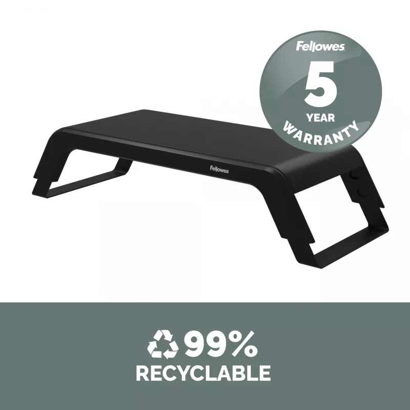 Fellowes Computer Monitor Stand mit 3 Höhenverstellungen - Hana LT Monitorerhöhung - Ergonomischer verstellbarer Monitorständer für Computer - Max. Gewicht 22,6 kg - Schwarz