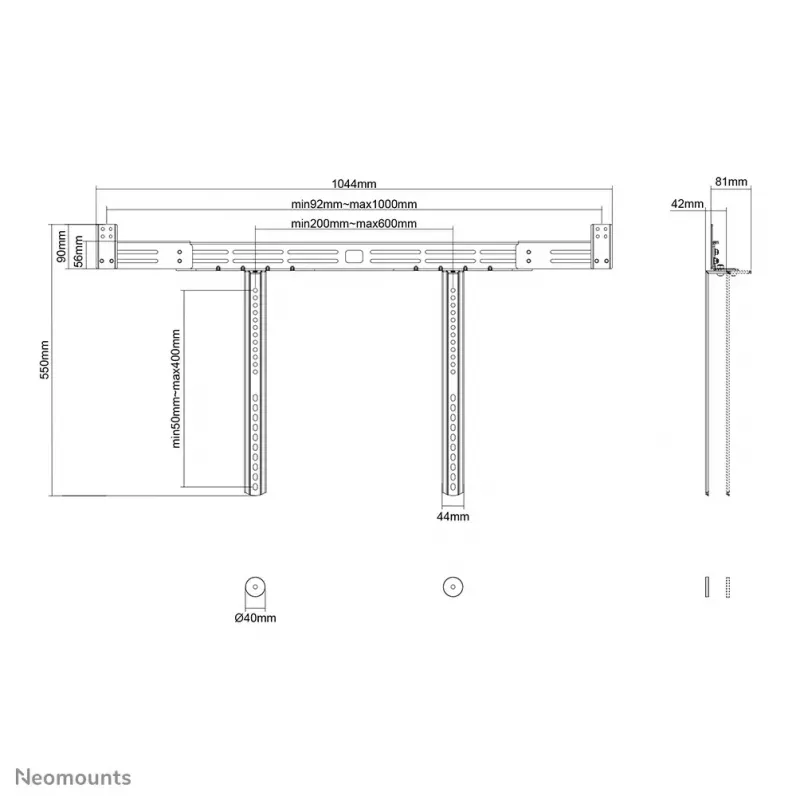 Neomounts AWL29-750BL1 Videobar/Soundbar-Halterung VESA - max. 10 kg - universal