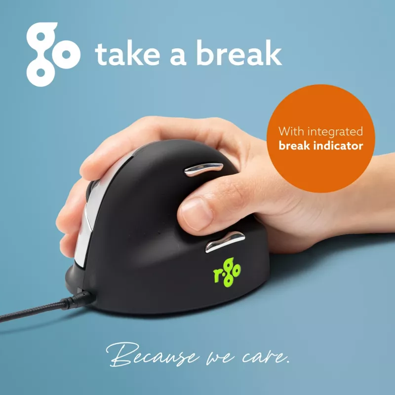 R-Go Tools Ergonomische Maus R-Go HE Break mit Break-Software, mittel (Handgröße 165-185 mm), rechtshändig, kabelgebunden, schwarz