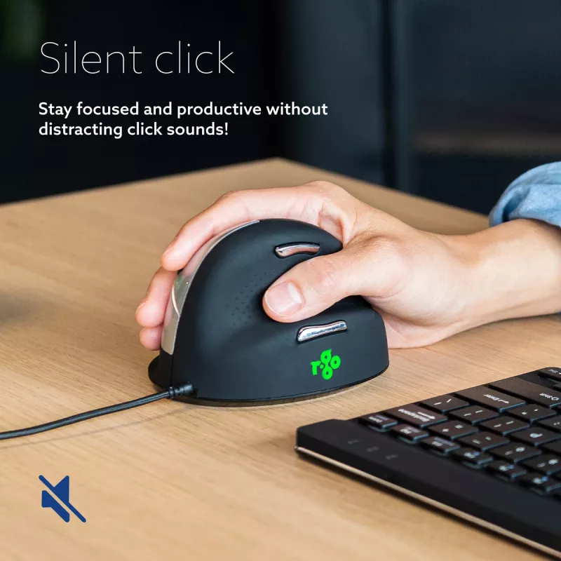 R-Go Tools Ergonomische Maus R-Go HE Break mit Break-Software, mittel (Handgröße 165-185 mm), rechtshändig, kabelgebunden, schwarz