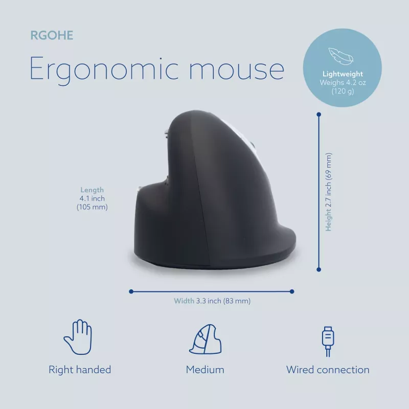 R-Go Tools Ergonomische Maus R-Go HE Break mit Break-Software, mittel (Handgröße 165-185 mm), rechtshändig, kabelgebunden, schwarz