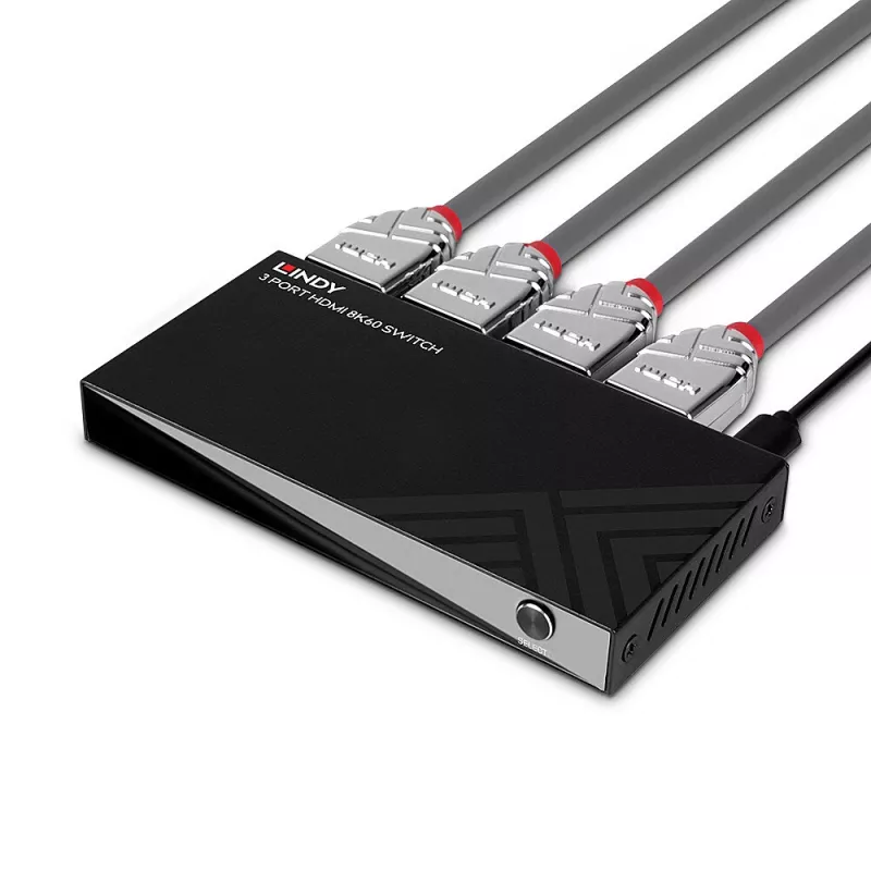Lindy 3 Port HDMI 8K60 Switch HDMI USB Micro-USB Schwarz 4320p 48 Gbit/s