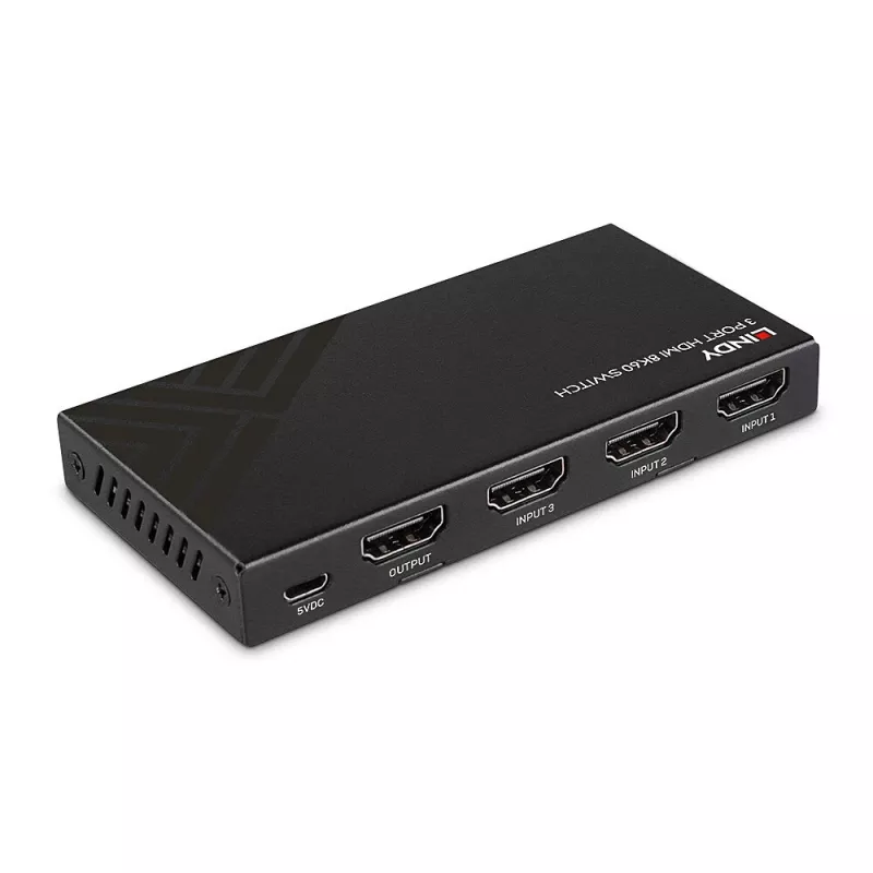 Lindy 3 Port HDMI 8K60 Switch HDMI USB Micro-USB Schwarz 4320p 48 Gbit/s