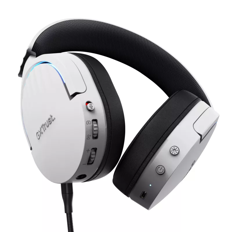 Trust GXT 491W FAYZO Headset Kabelgebunden & Kabellos Head-Band Gaming USB Typ-C Bluetooth Schwarz, Weiß