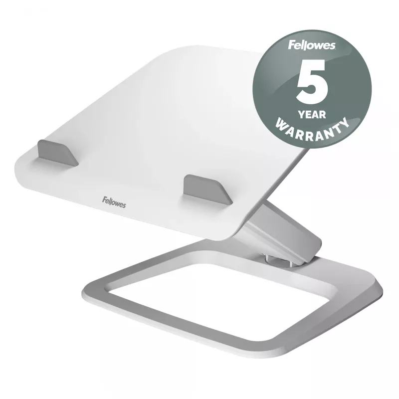 Fellowes Laptopstand für den Schreibtisch – Hana LT Laptopständer für Zuhause und das Büro – Verstellbarer Laptopständer mit 3 Höheneinstellungen – Max. Monitorgröße 19 Zoll, Max. Gewicht 4,5 kg – Weiß