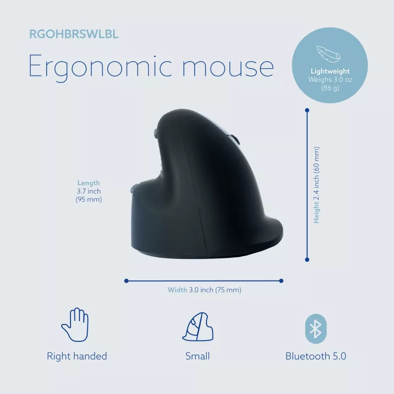 R-Go Tools Ergonomische Maus R-Go HE Break mit Pausensoftware, klein (Handgröße ˂165 mm), rechtshändig, kabelgebunden, schwarz