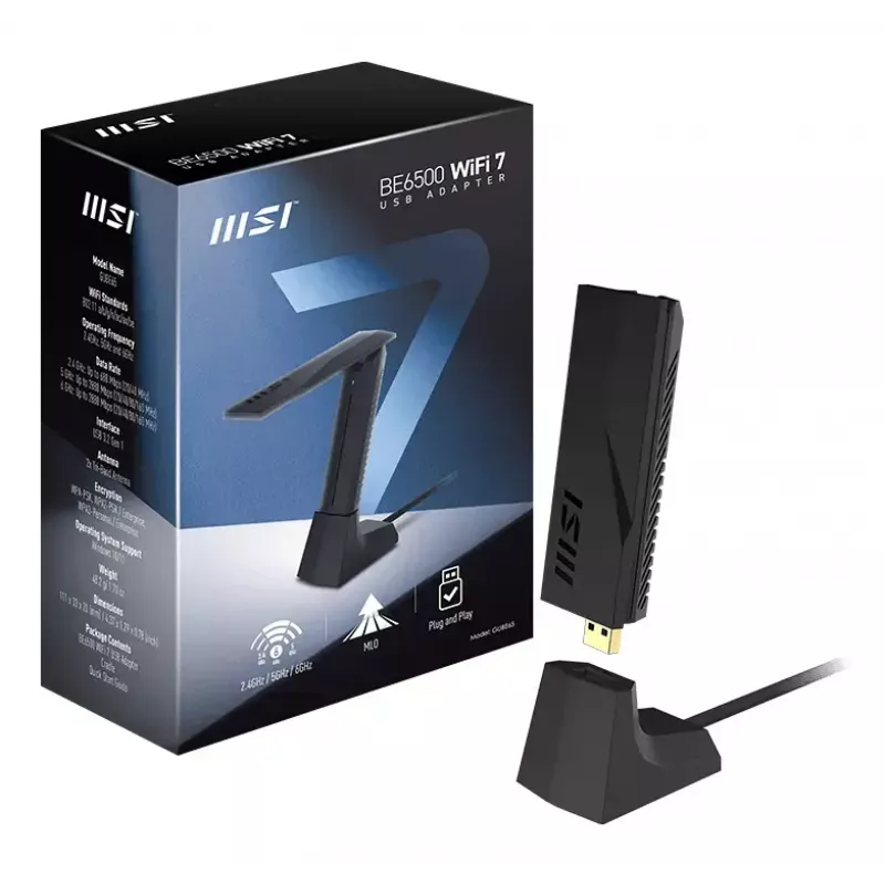 USB Stick MSI BE6500 WiFi7 USB 3.2 Gen 1 Dongle Schwarz