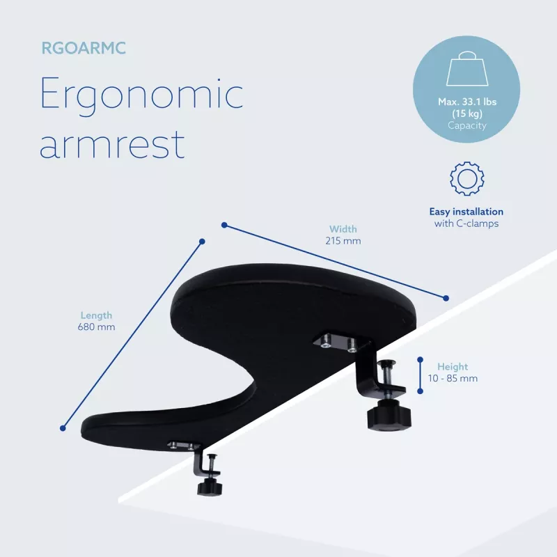 R-Go Tools Armlehne R-Go, ergonomisch, symmetrisch, mit Bauchausschnitt, weicher Schaumstoff, schwarz