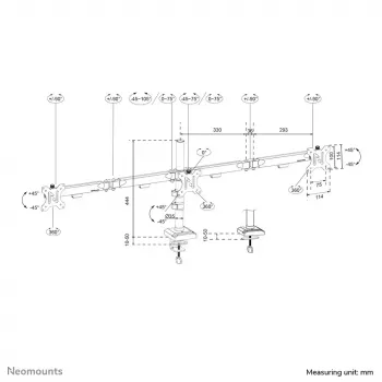 Schreibtisch-Monitorarm Neomounts DS60-600BL3 Klemme/Tischdurchführung 10–27 Zoll