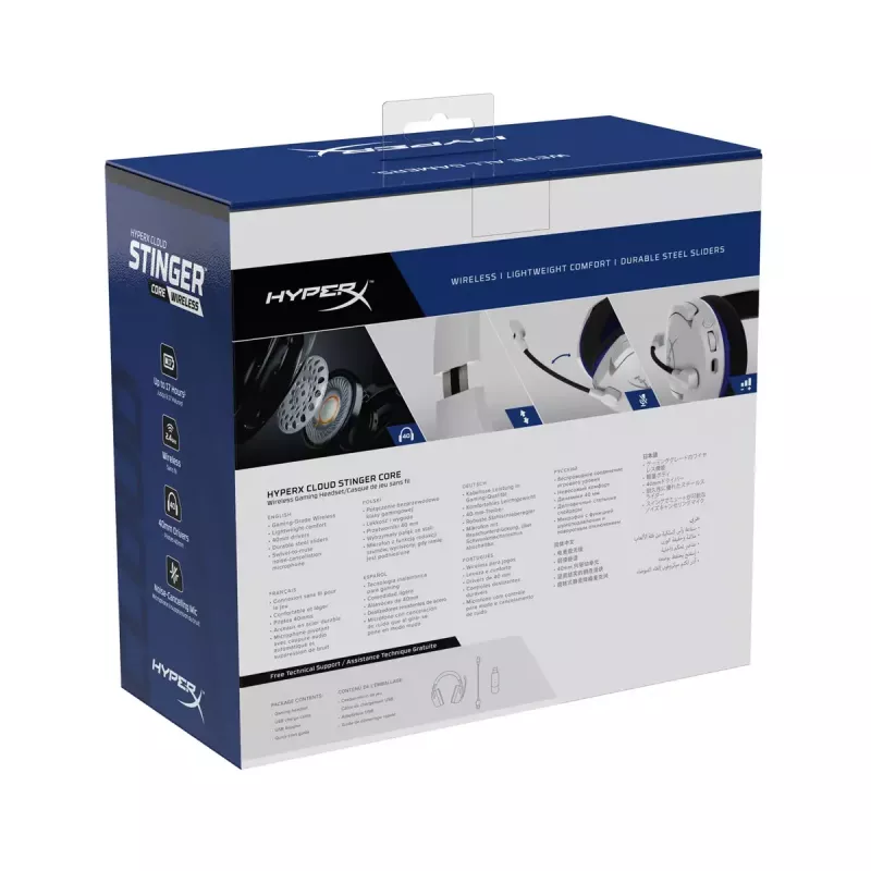HyperX Cloud Stinger Core – Kabelloses Gaming-Headset (Weiß-Blau) – PS5-PS4