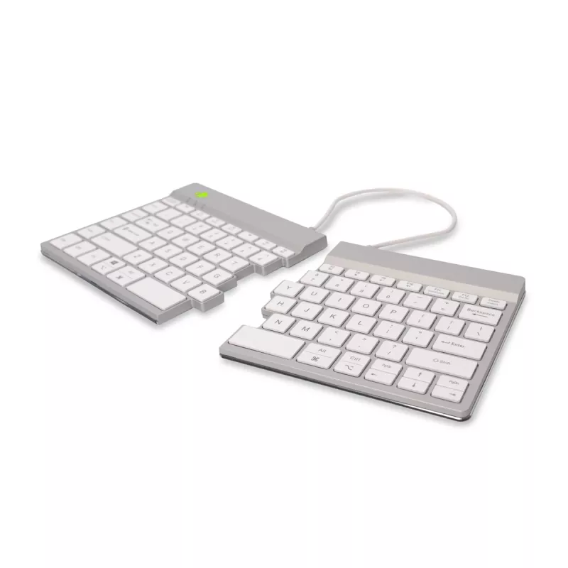 R-Go Tools Ergonomische Tastatur R-Go Split Break mit Pausensoftware, ergonomische geteilte Tastatur, QWERTY (US), Bluetooth, weiß