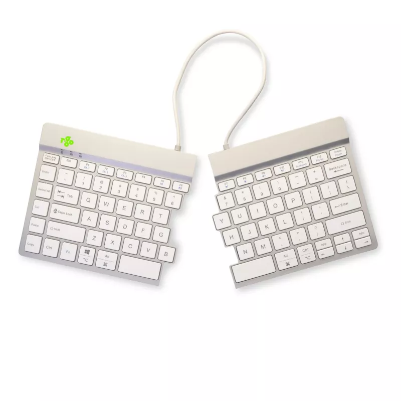 R-Go Tools Ergonomische Tastatur R-Go Split Break mit Pausensoftware, ergonomische geteilte Tastatur, QWERTY (US), Bluetooth, weiß