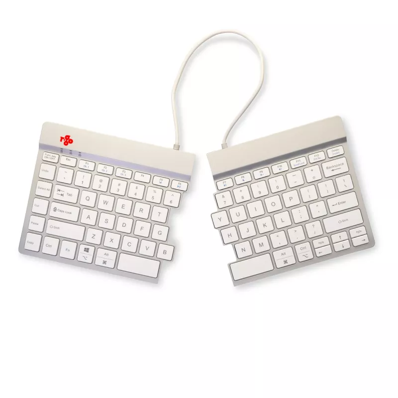 R-Go Tools Ergonomische Tastatur R-Go Split Break mit Pausensoftware, ergonomische geteilte Tastatur, QWERTY (US), Bluetooth, weiß