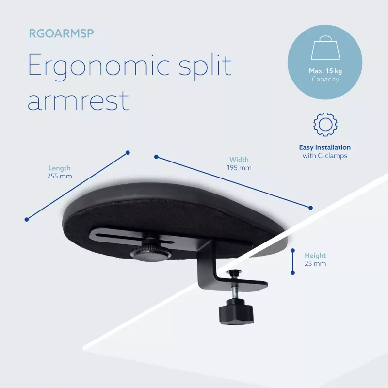 R-Go Tools Armauflage R-Go split, ergonomische Armauflage zweiteilig, verstellbar, symmetrisch, mit Softfoam, schwarz