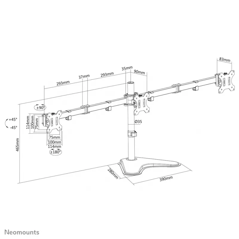 Neomounts Monitor-Tischständer FPMA-D550DD3Schwarz Freistehend 6 kg 13-27 Zoll