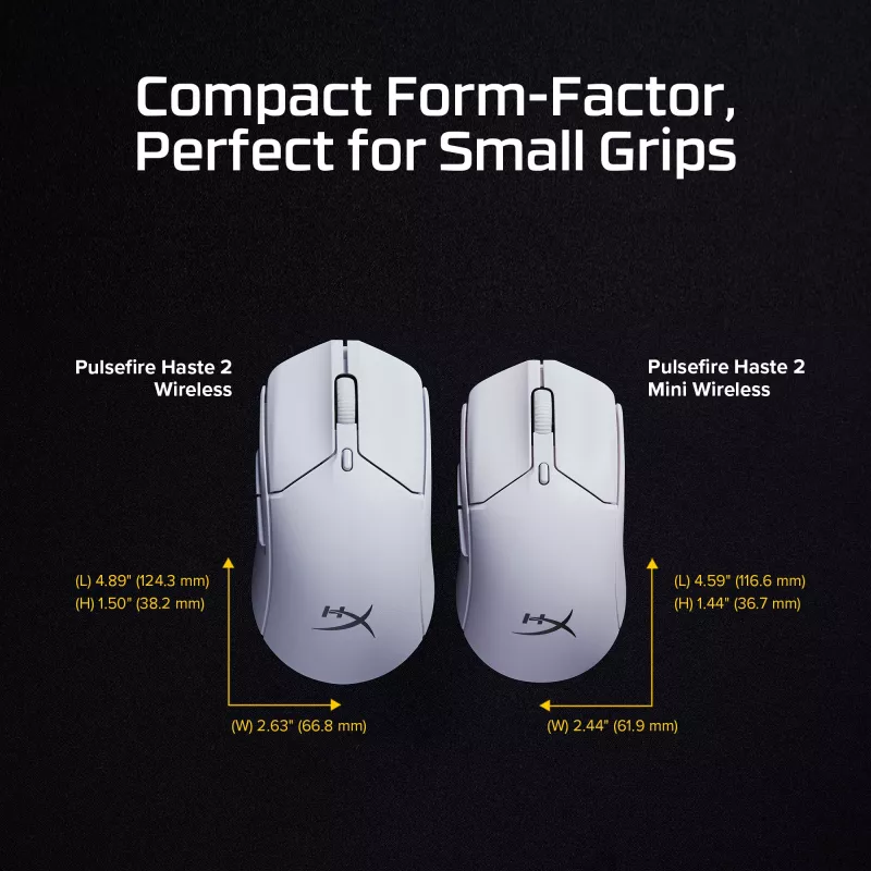 HyperX Pulsefire Haste 2 Mini - Kabellose Gaming-Maus (Weiß)