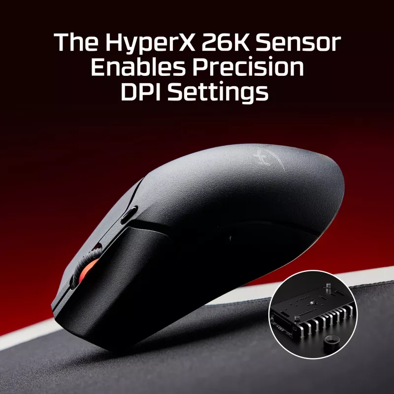 Kabellose Gaming-Maus KINGSTON HyperX Pulsefire Haste 2 Mini — Beidhändig, 26.000 DPI, RF/Bluetooth/USB