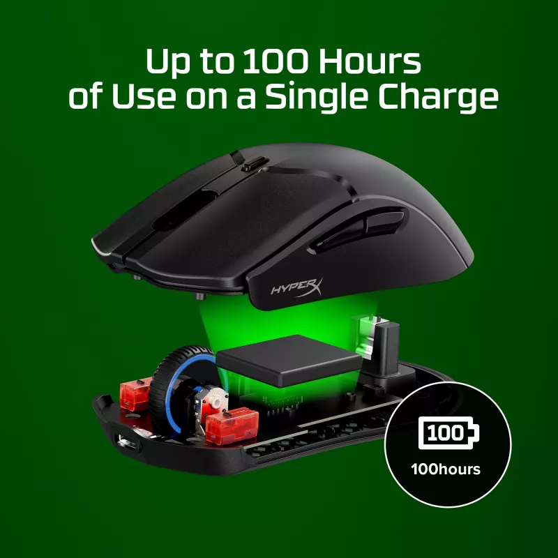 Kabellose Gaming-Maus KINGSTON HyperX Pulsefire Haste 2 Mini — Beidhändig, 26.000 DPI, RF/Bluetooth/USB