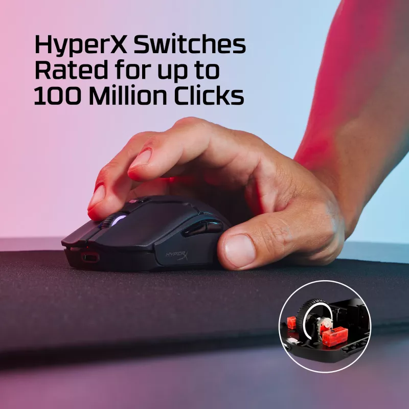Kabellose Gaming-Maus KINGSTON HyperX Pulsefire Haste 2 Mini — Beidhändig, 26.000 DPI, RF/Bluetooth/USB