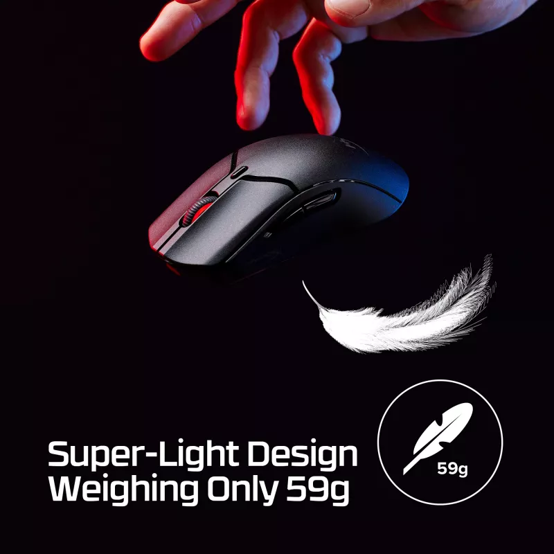 Kabellose Gaming-Maus KINGSTON HyperX Pulsefire Haste 2 Mini — Beidhändig, 26.000 DPI, RF/Bluetooth/USB