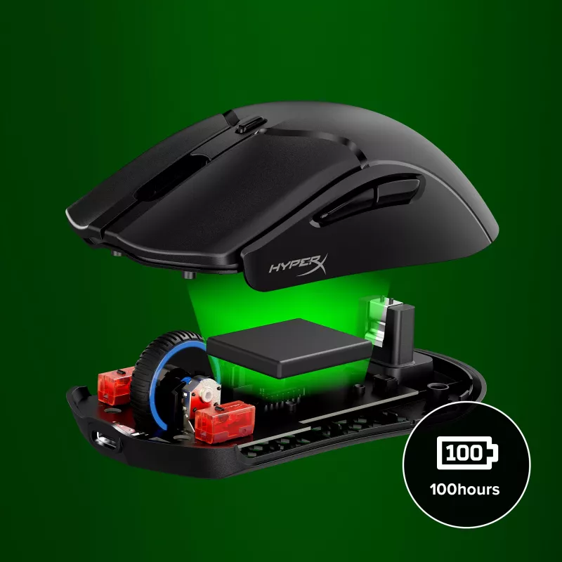 Kabellose Gaming-Maus KINGSTON HyperX Pulsefire Haste 2 Mini — Beidhändig, 26.000 DPI, RF/Bluetooth/USB