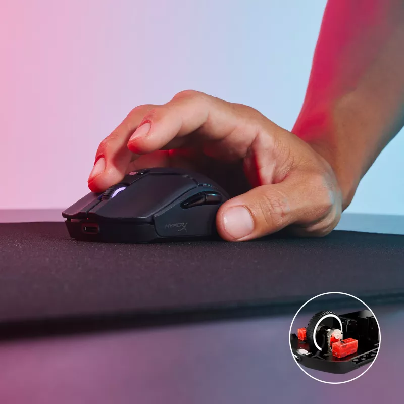 Kabellose Gaming-Maus KINGSTON HyperX Pulsefire Haste 2 Mini — Beidhändig, 26.000 DPI, RF/Bluetooth/USB
