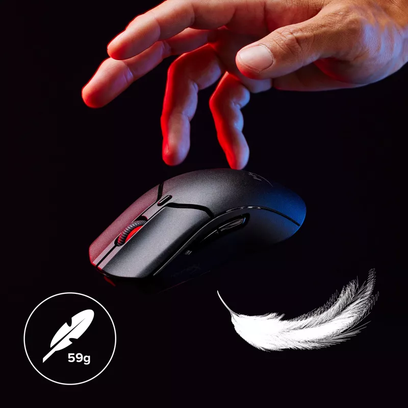 Kabellose Gaming-Maus KINGSTON HyperX Pulsefire Haste 2 Mini — Beidhändig, 26.000 DPI, RF/Bluetooth/USB