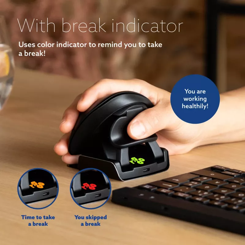 R-Go Tools Ergonomische Maus R-Go Twister, mit Pausensoftware, beidhändige Maus für beide Hände, faltbar, Bluetooth und kabelgebunden