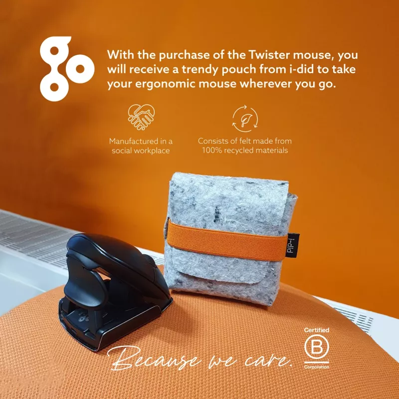 R-Go Tools Ergonomische Maus R-Go Twister, mit Pausensoftware, beidhändige Maus für beide Hände, faltbar, Bluetooth und kabelgebunden