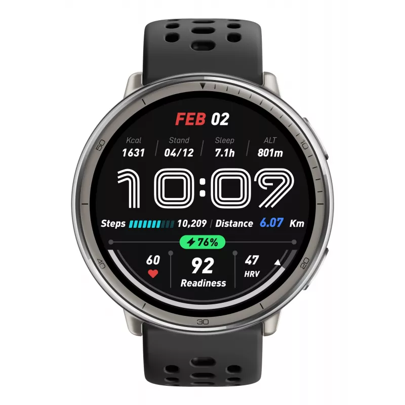 Amazfit W2433EU1N Smartwatch / Sportuhr 3,35 cm (1,32 Zoll) AMOLED Digital 466 x 466 Pixel Touchscreen Silber