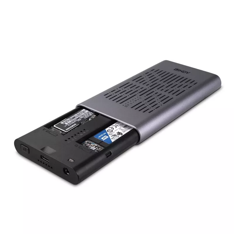 Lindy USB 3.2 Gen 2x2 Dual M.2 NVMe SSD-Gehäuse mit Klonfunktion