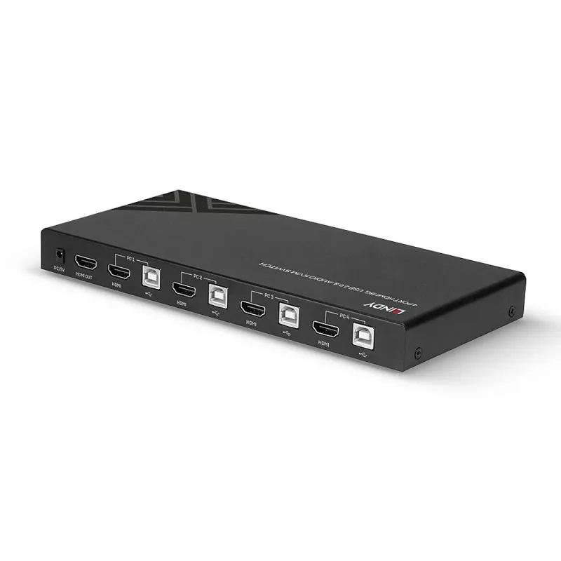 Lindy KVM-Switch HDMI 18G USB 2.0 Audio 4 Port 4K Ultra HD