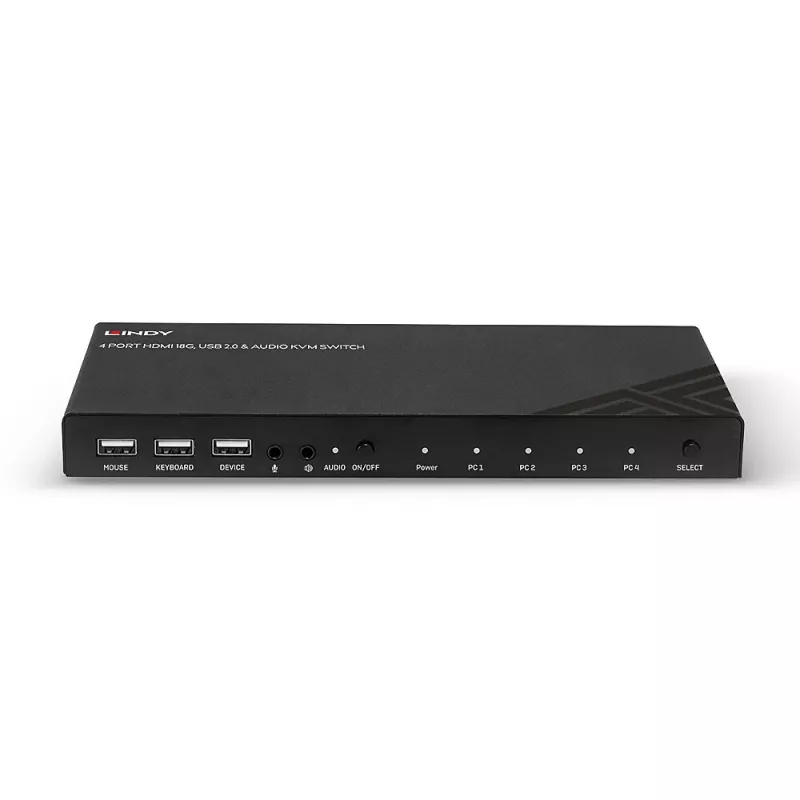 Lindy KVM-Switch HDMI 18G USB 2.0 Audio 4 Port 4K Ultra HD